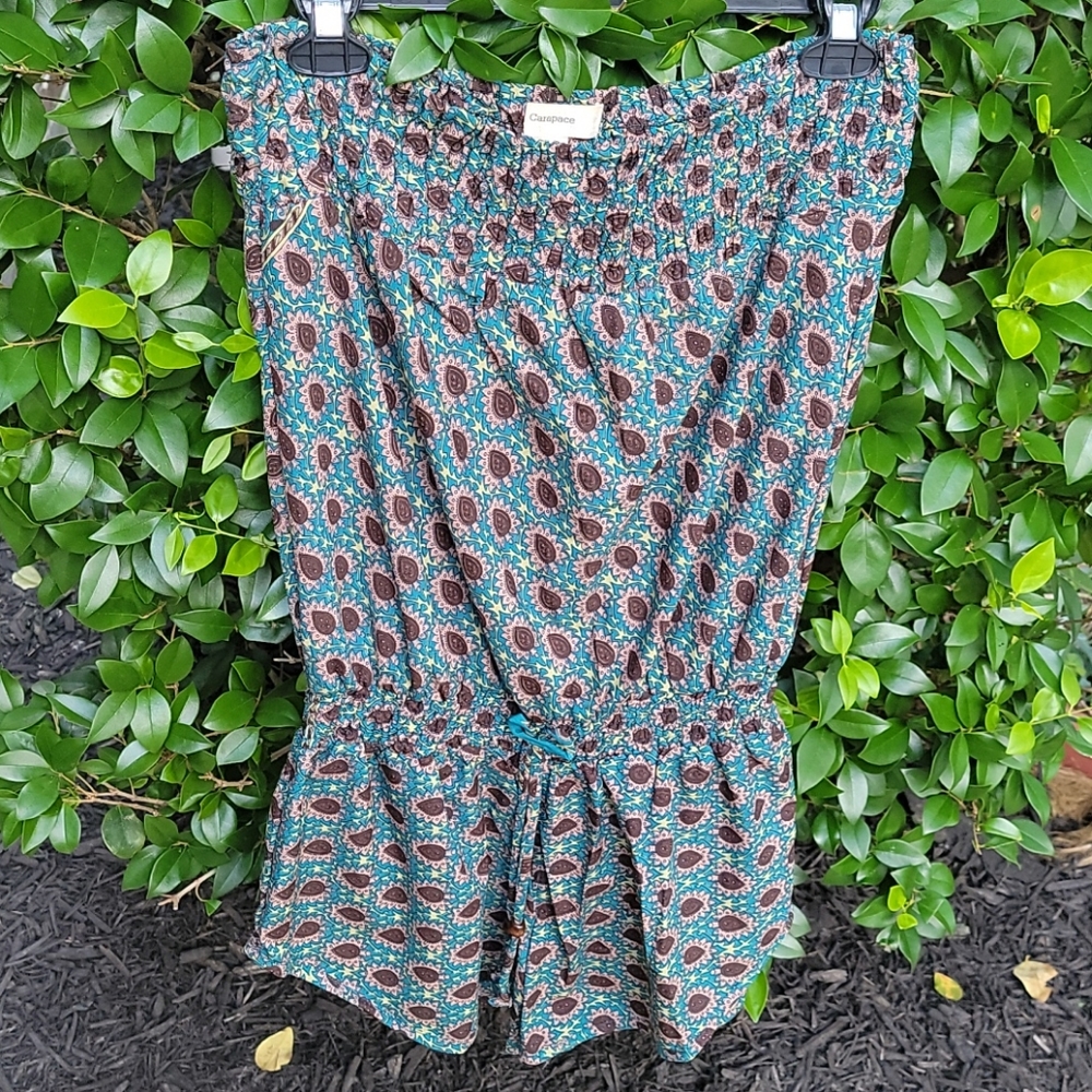 Strapless floral fall romper